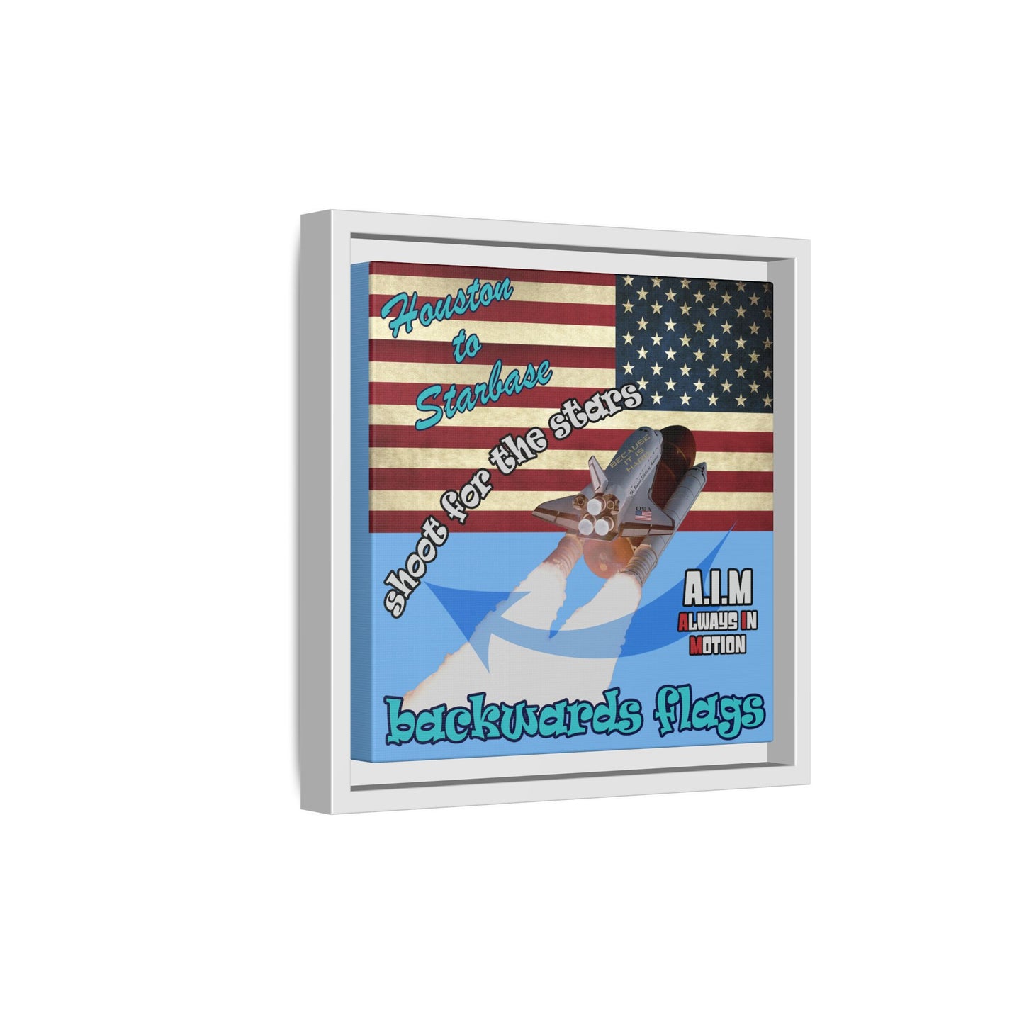 shoot for the stars - framed canvas art (light blue)