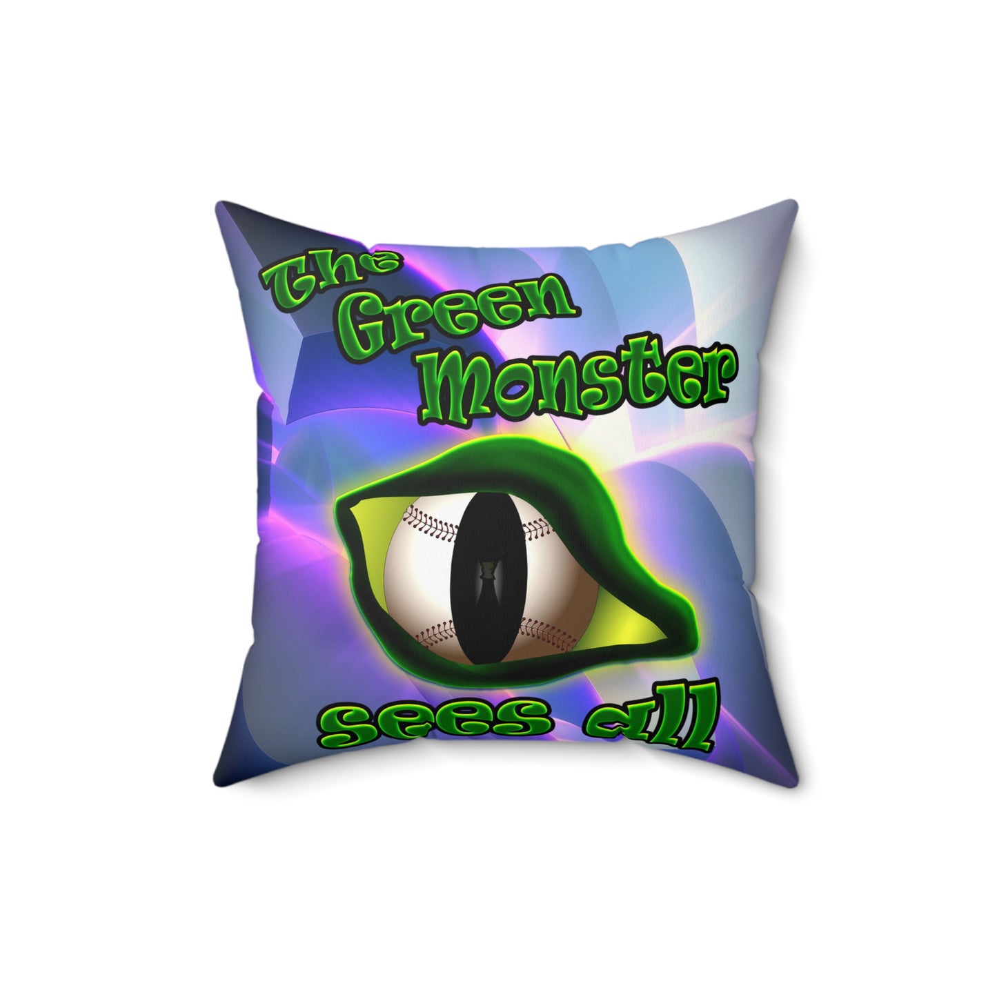 green monster - Spun Polyester Square Pillow - (grey-pink wave)