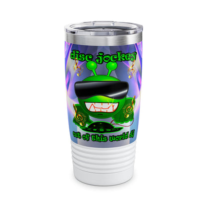 disc jockey - Ringneck Tumbler, 20oz (grey-pink wave)