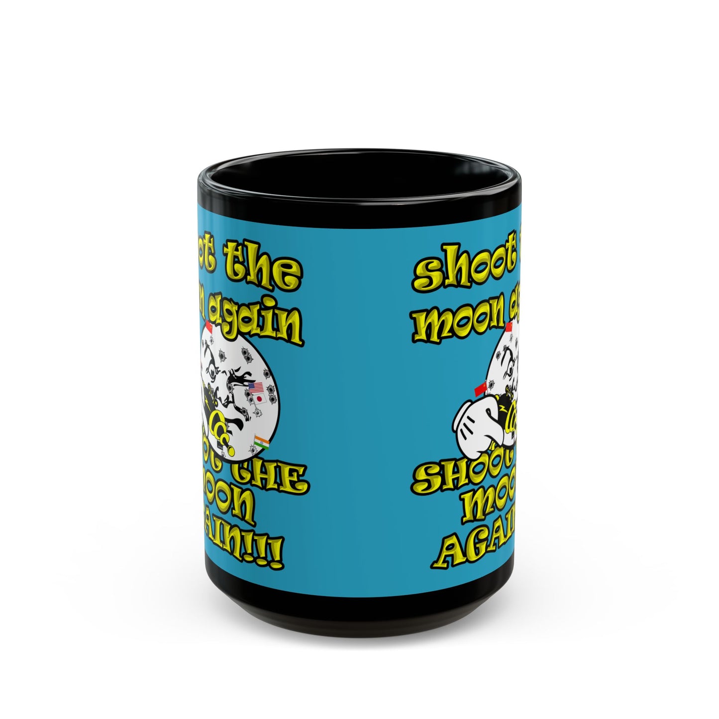 shoot the moon again - Black Mug (turquoise)