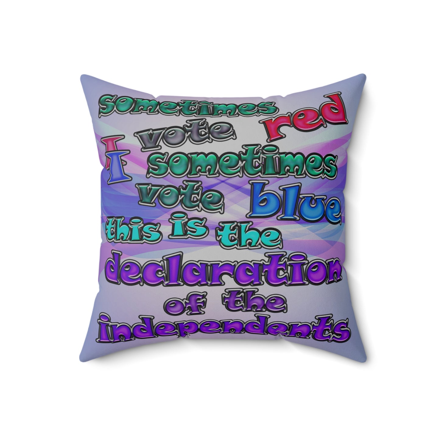 declaration of the independents - Spun Polyester Square Pillow - (light blue-pink wave)