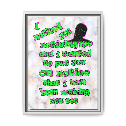 noticed you noticing - framed canvas art (white marble)