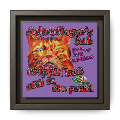 schrodinger's cat - framed canvas art (light purple)