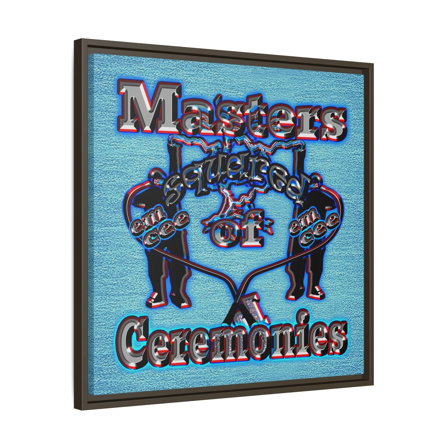 em cee squared - framed canvas art (faded blue)