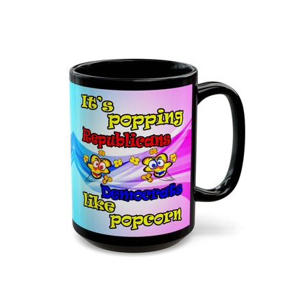 popping like popcorn - Black Mug (light blue-pink wave)