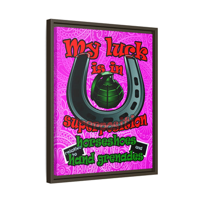 my luck - framed canvas art (pink swirl)