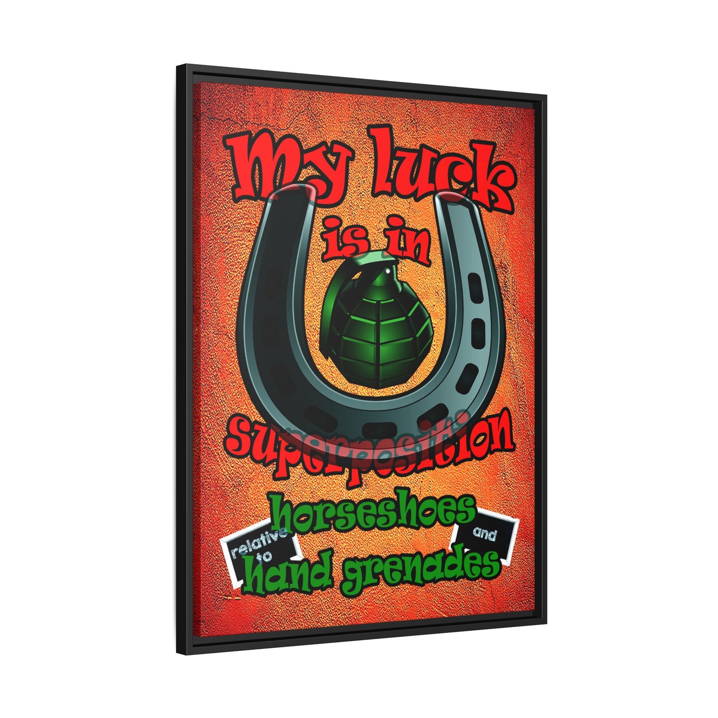 my luck - framed canvas art (burnt orange)