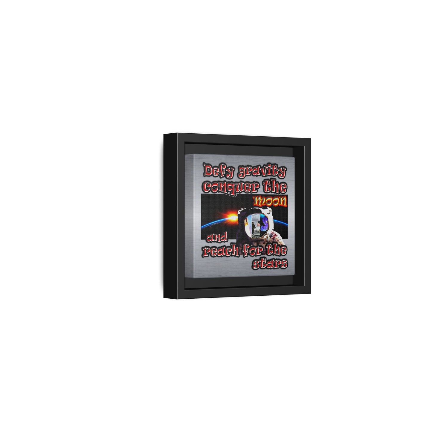 defy conquer reach - framed canvas art (brushed nickel)