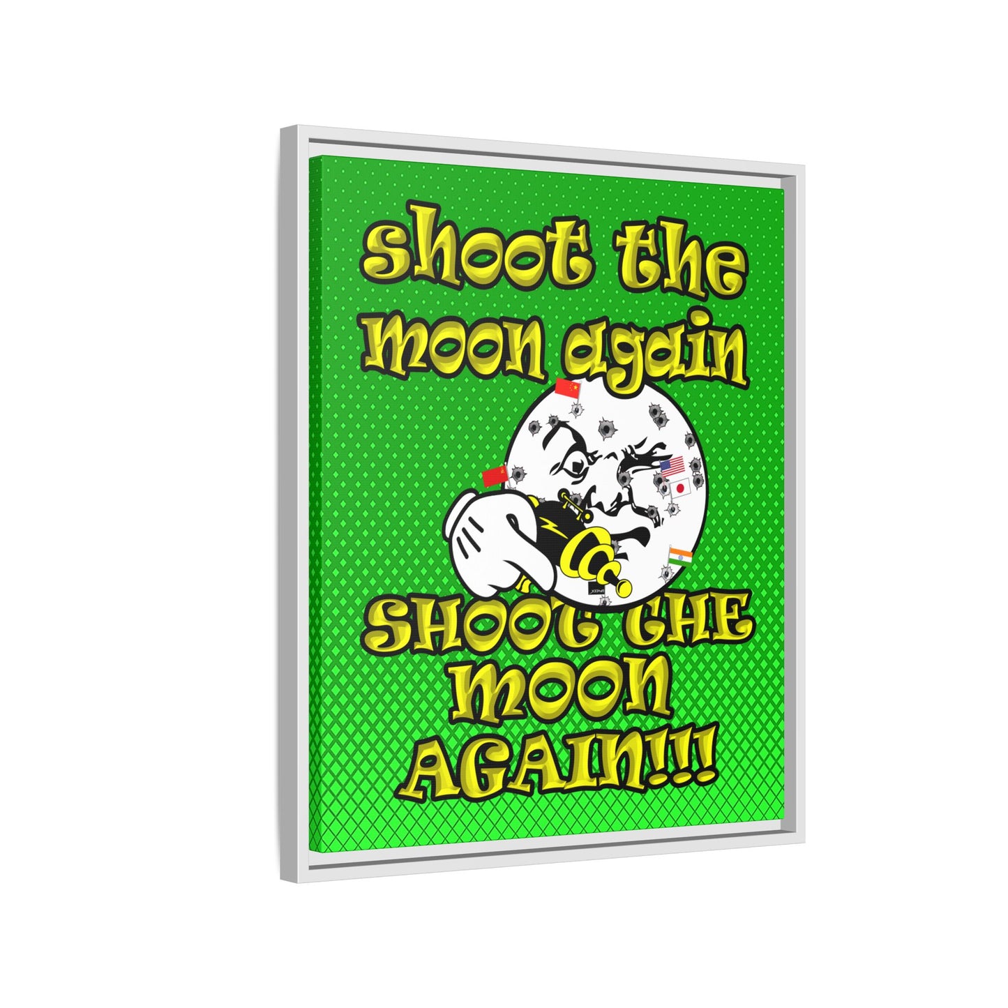 shoot the moon again - framed canvas art (logo green)