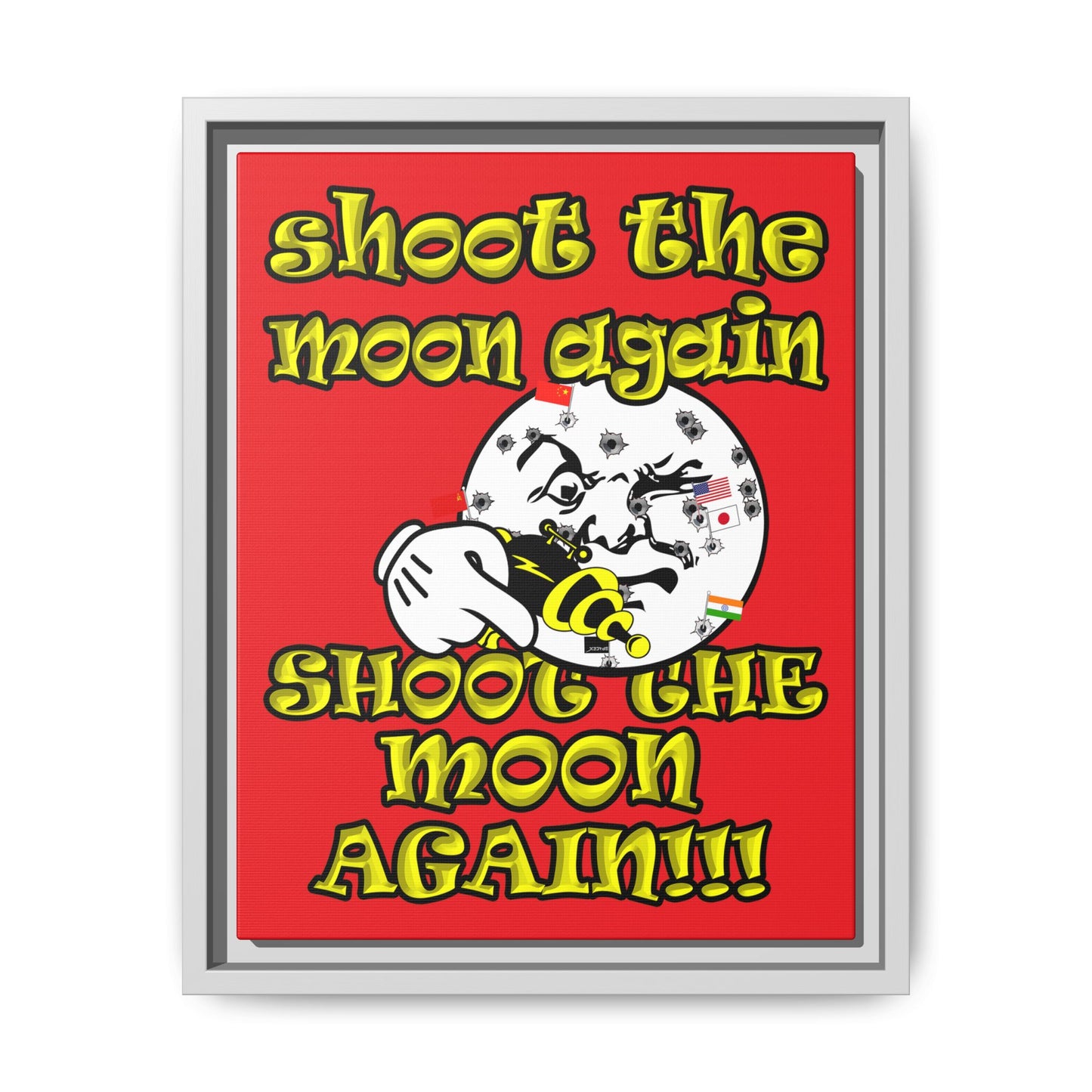 shoot the moon again - framed canvas art (red)