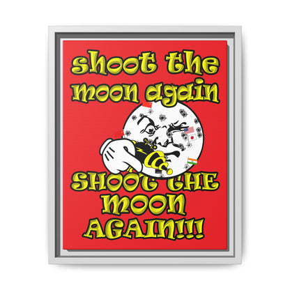 shoot the moon again - framed canvas art (red)