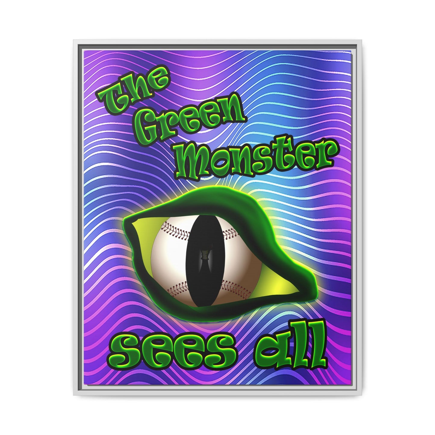 green monster - framed canvas art (purple wave)