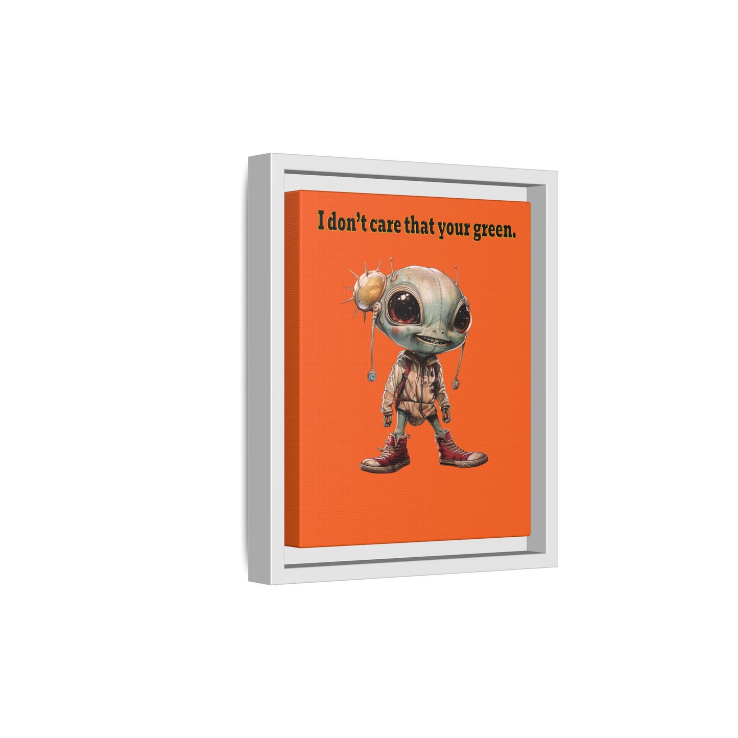 I don't care that your green - framed canvas art (orange)
