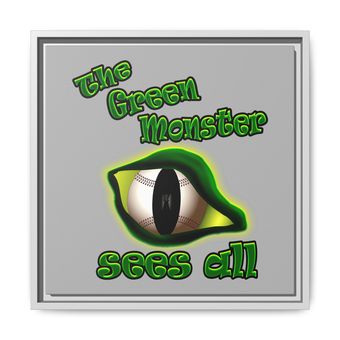 green monster - framed canvas art (light grey)