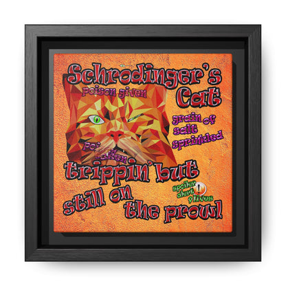 schrodinger's cat - framed canvas art (burnt orange)