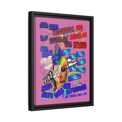 drop the beat - framed canvas art (light pink)
