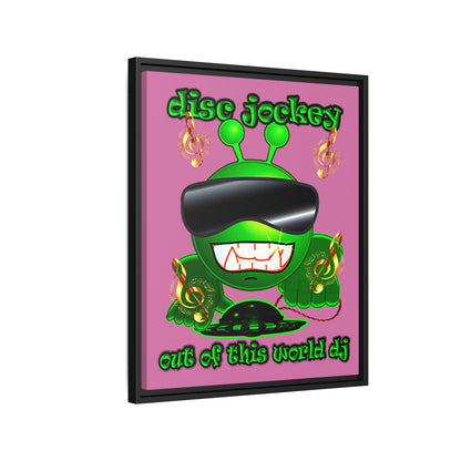 disc jockey - framed canvas art (light pink)