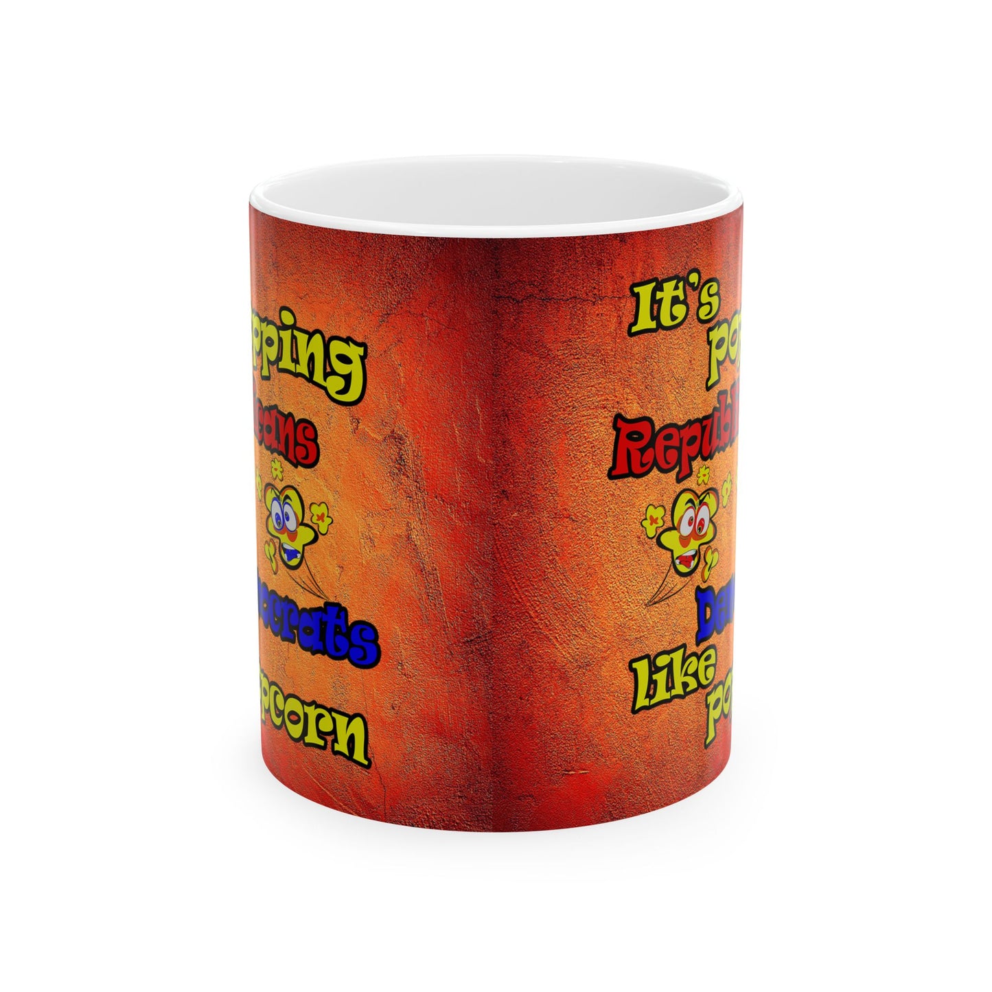 popping like popcorn - White Mug (burnt orange)