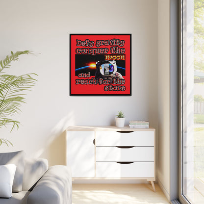 defy conquer reach - framed canvas art (red)