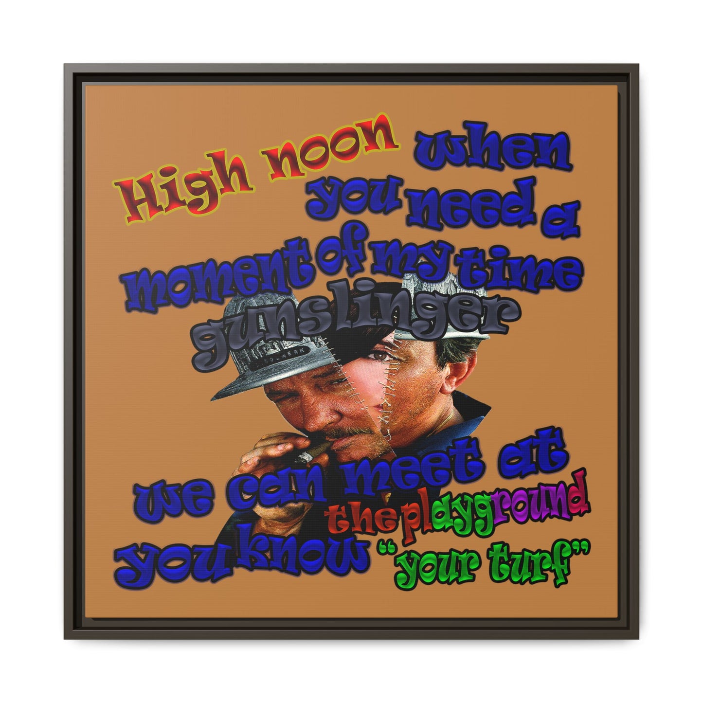 high noon - framed canvas art (light brown)