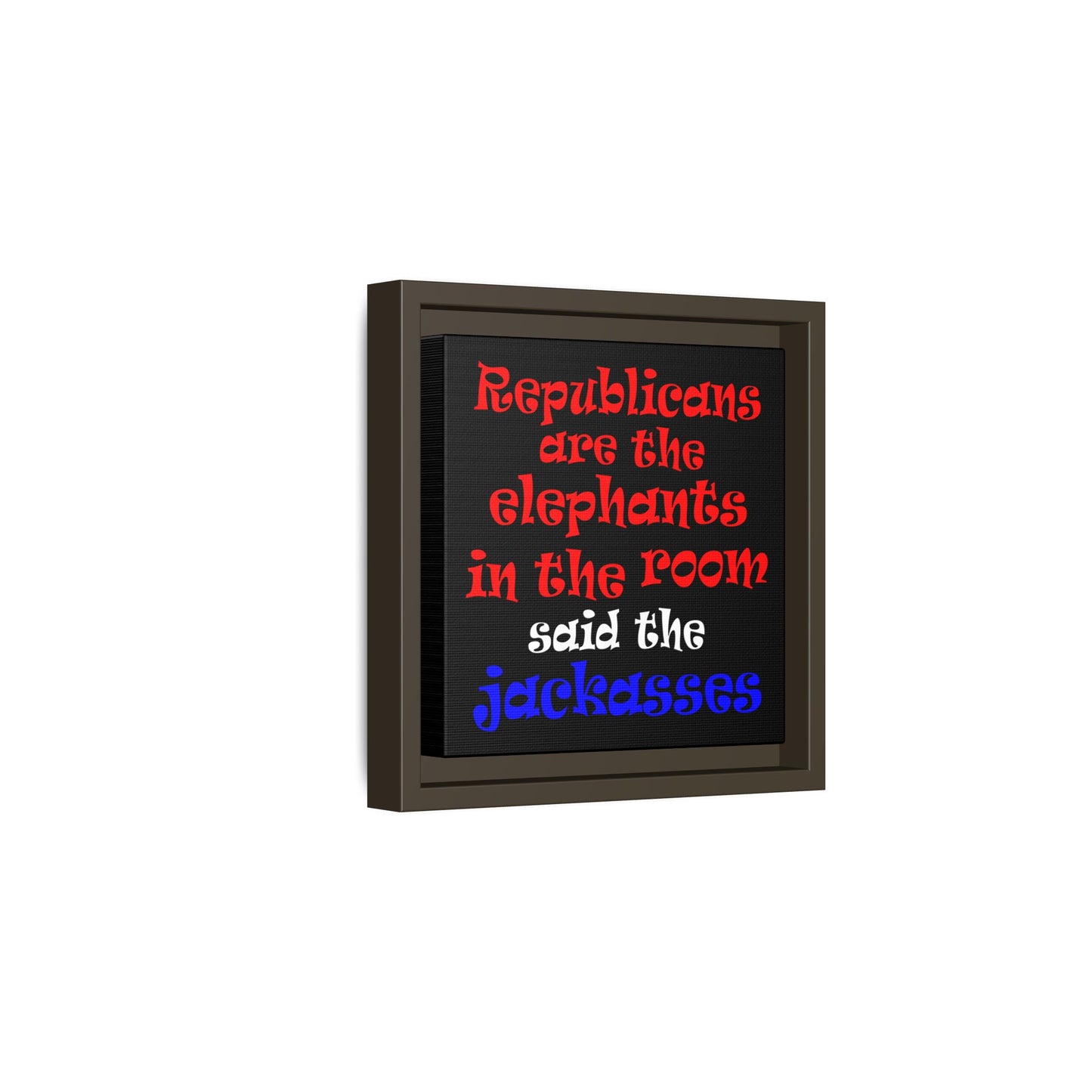 donkeys and elephants - framed canvas art (black)