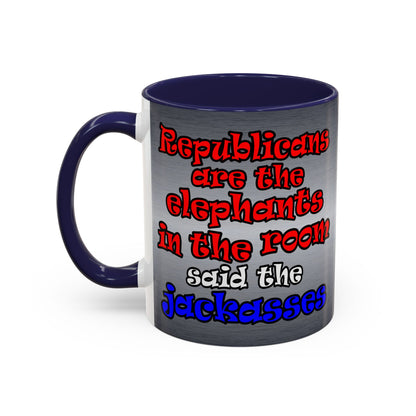 donkeys and elephants - Accent Mug (brushed nickel)