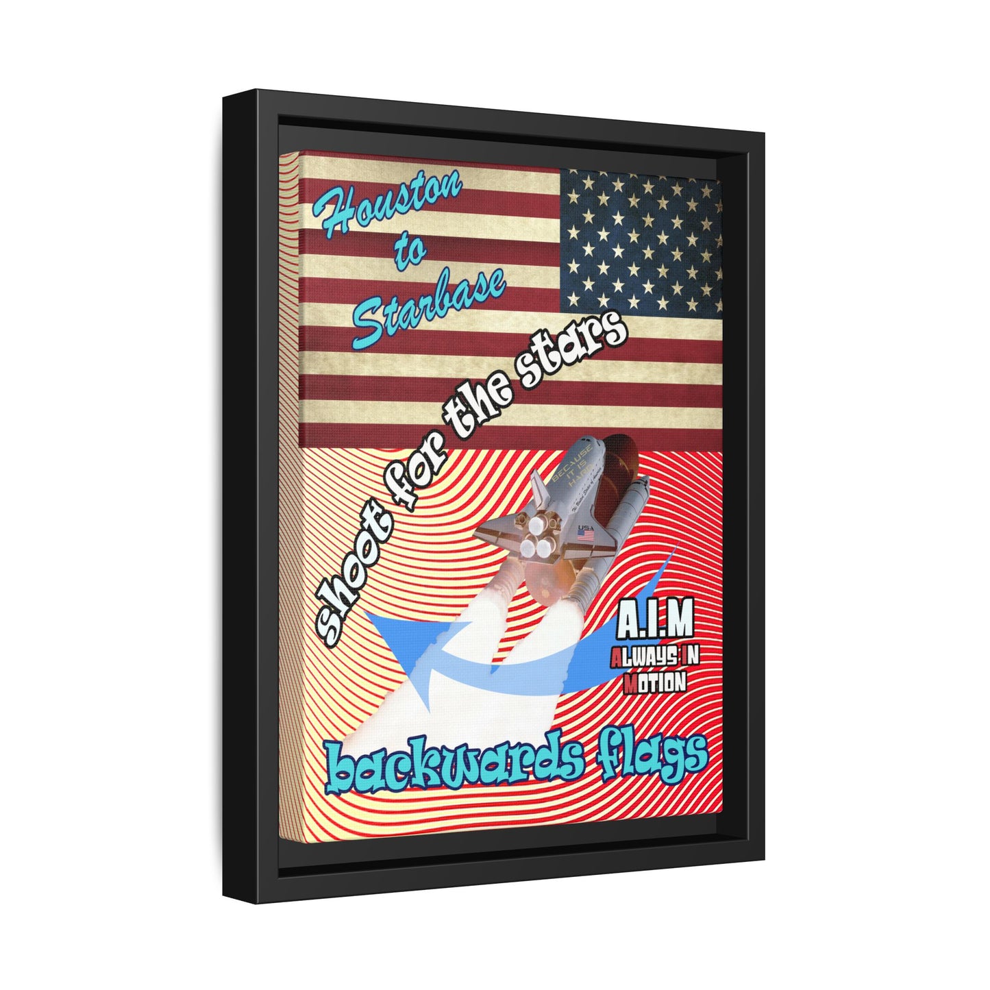 shoot for the stars - framed canvas art (yellow-orange wave)
