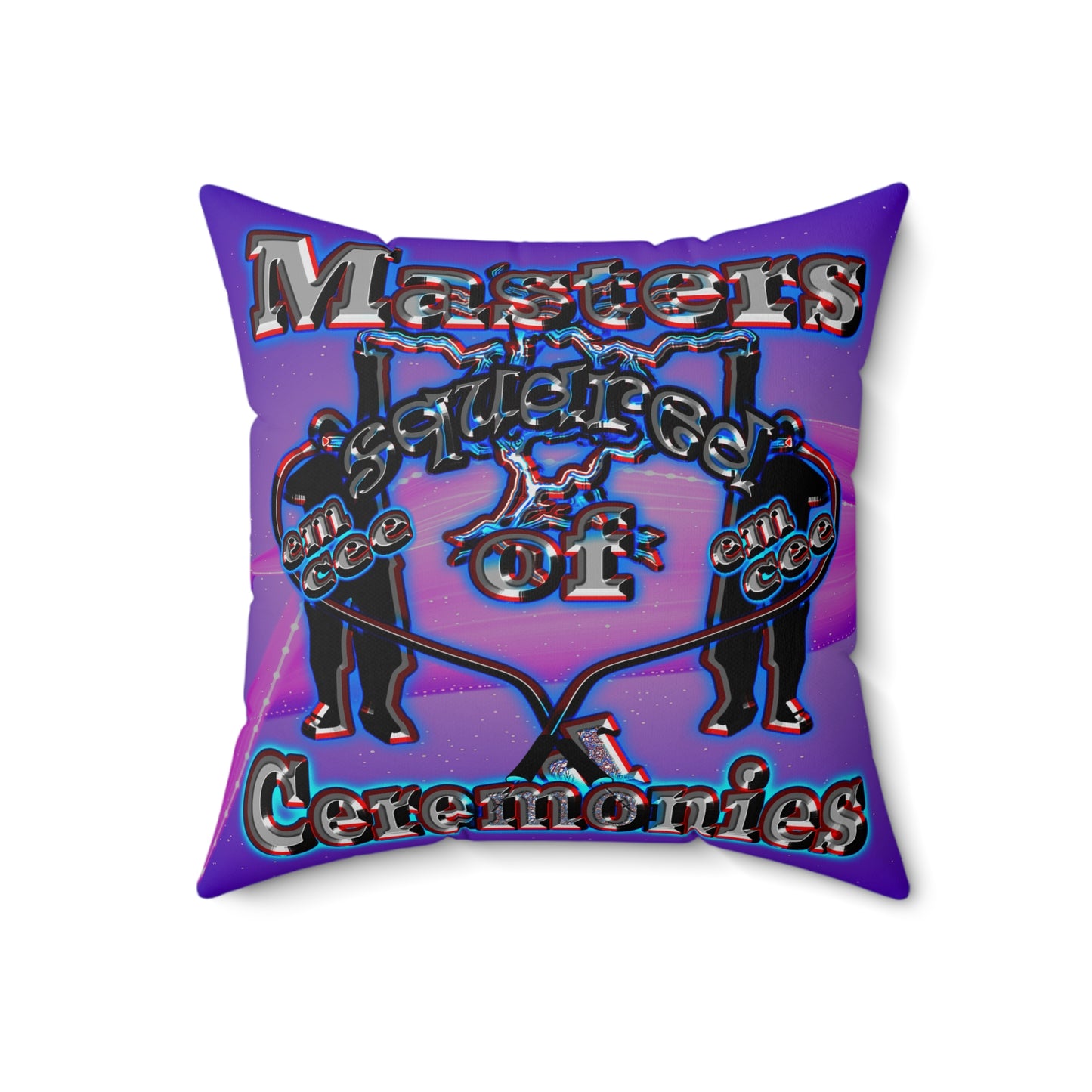 em cee squared - Spun Polyester Square Pillow - (purple-pink wave)