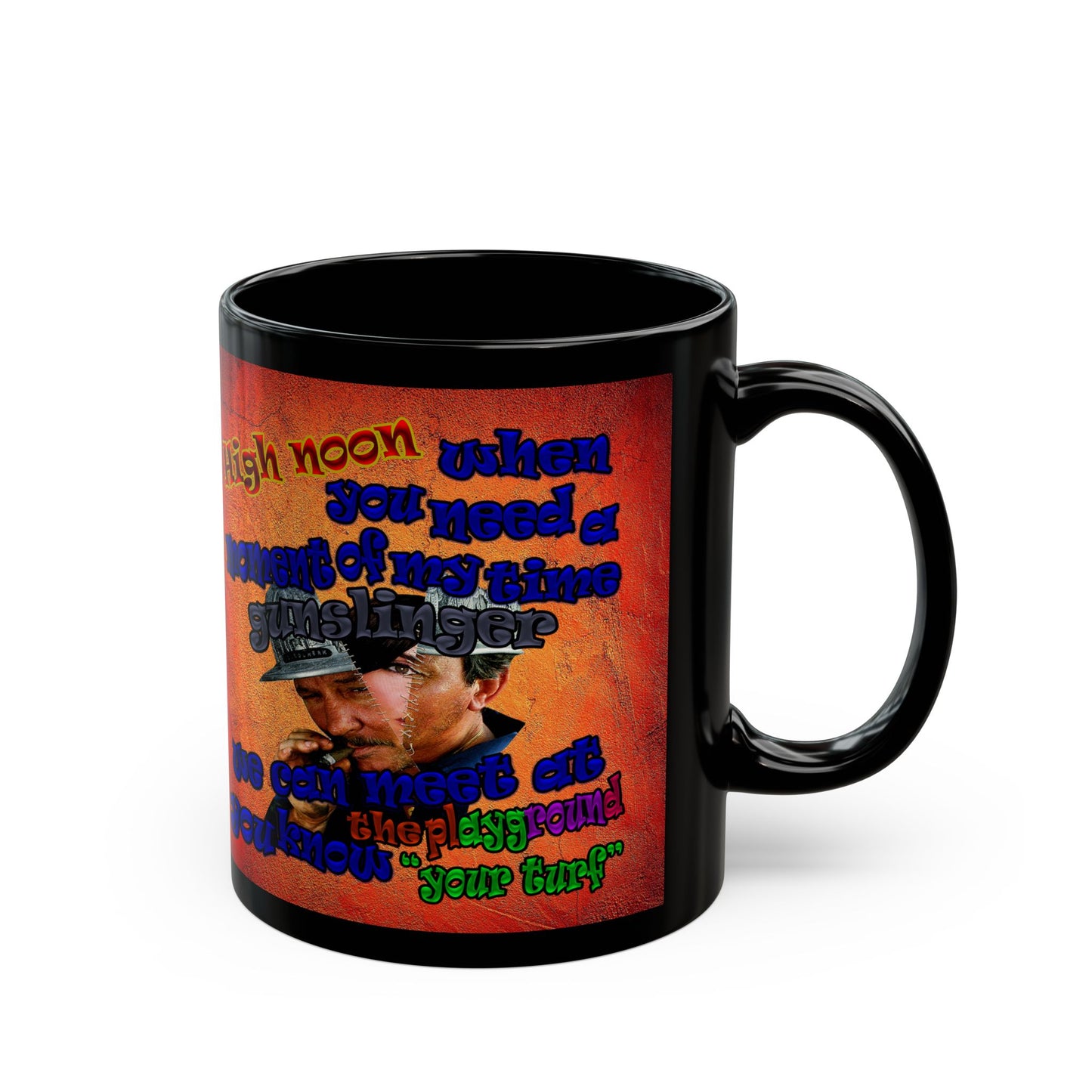high noon - Black Mug (burnt orange)