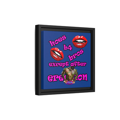 hoes b4 bros - framed canvas art (dark blue)