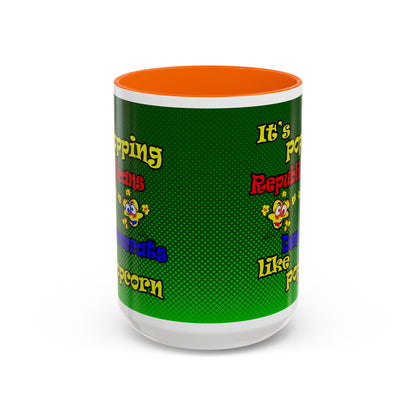 popping like popcorn - Accent Mug (logo green)