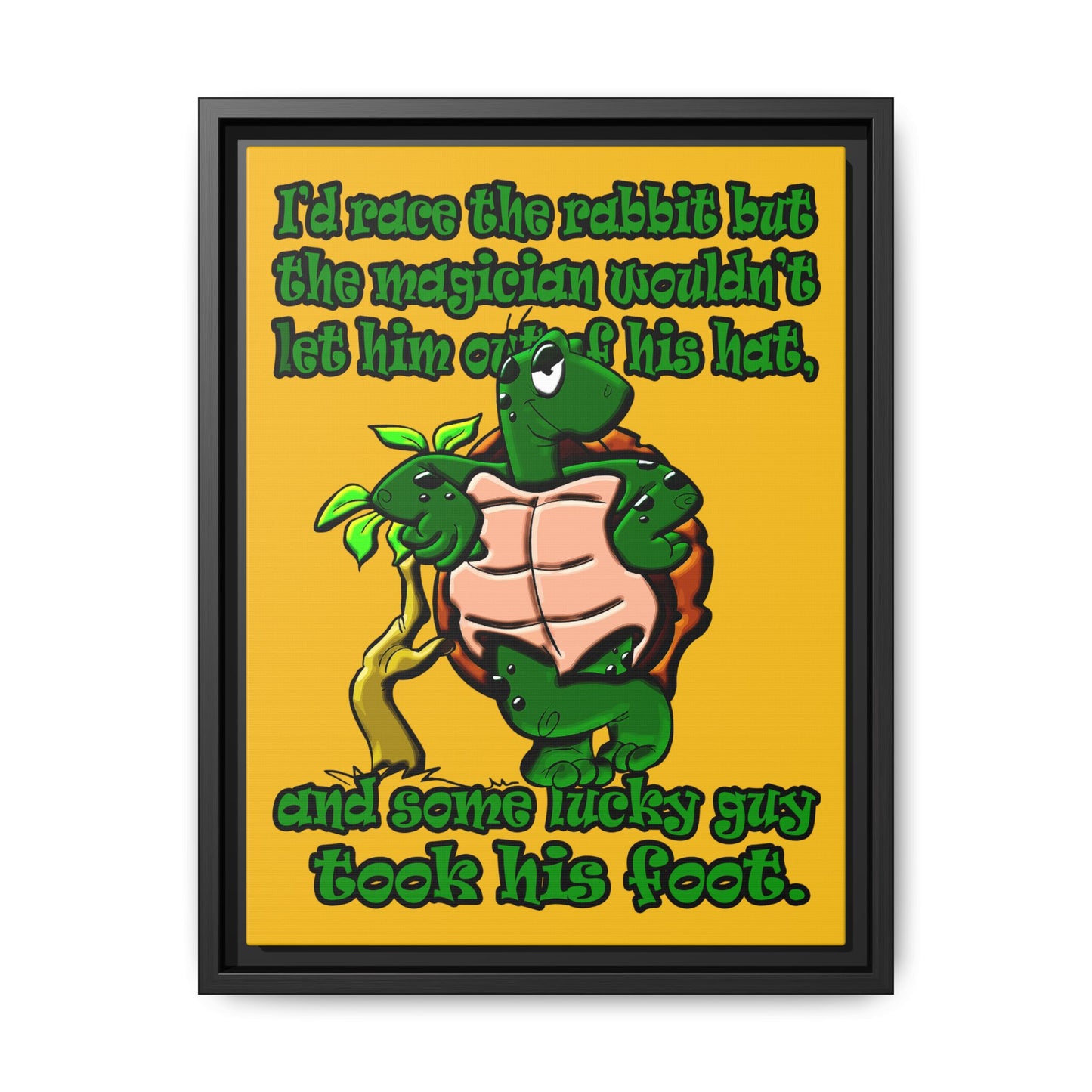 turtle race - framed canvas art (yellow)