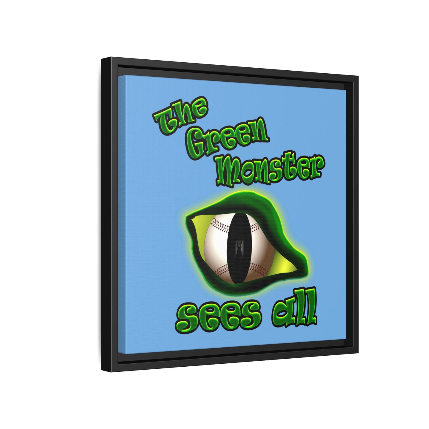 green monster - framed canvas art (light blue)