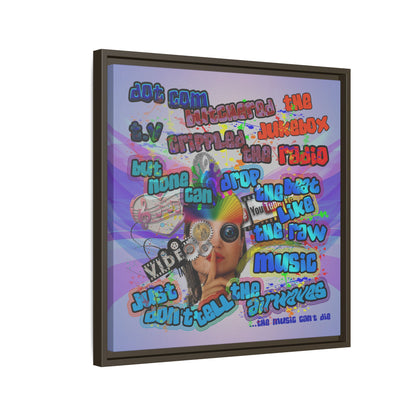 drop the beat - framed canvas art (light blue-pink wave)