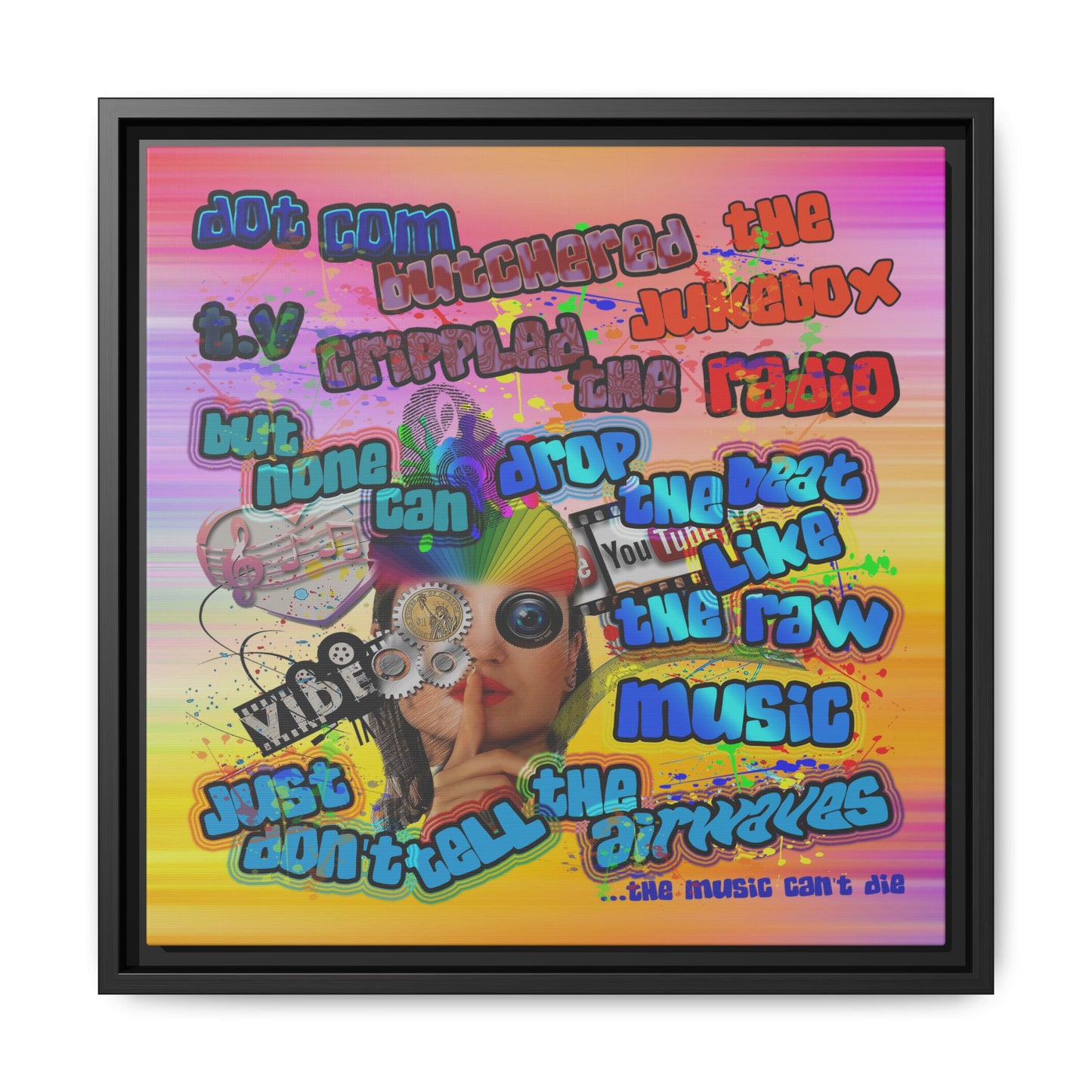drop the beat - framed canvas art (color blur)