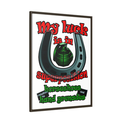 my luck - framed canvas art (white)