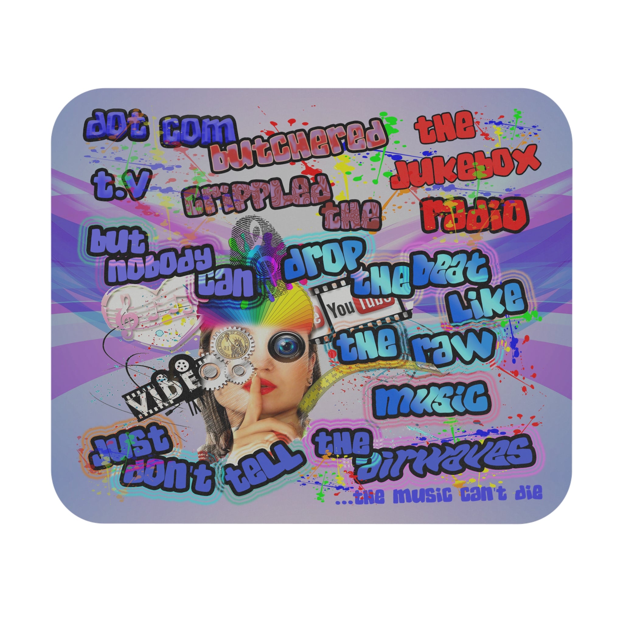 drop the beat - Mouse Pad (Rectangle) (light blue-pink wave)