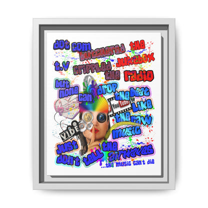 drop the beat - framed canvas art (white)