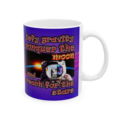 defy conquer reach - White Mug (purple-pink wave)