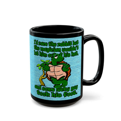 turtle race - Black Mug (faded dark blue)