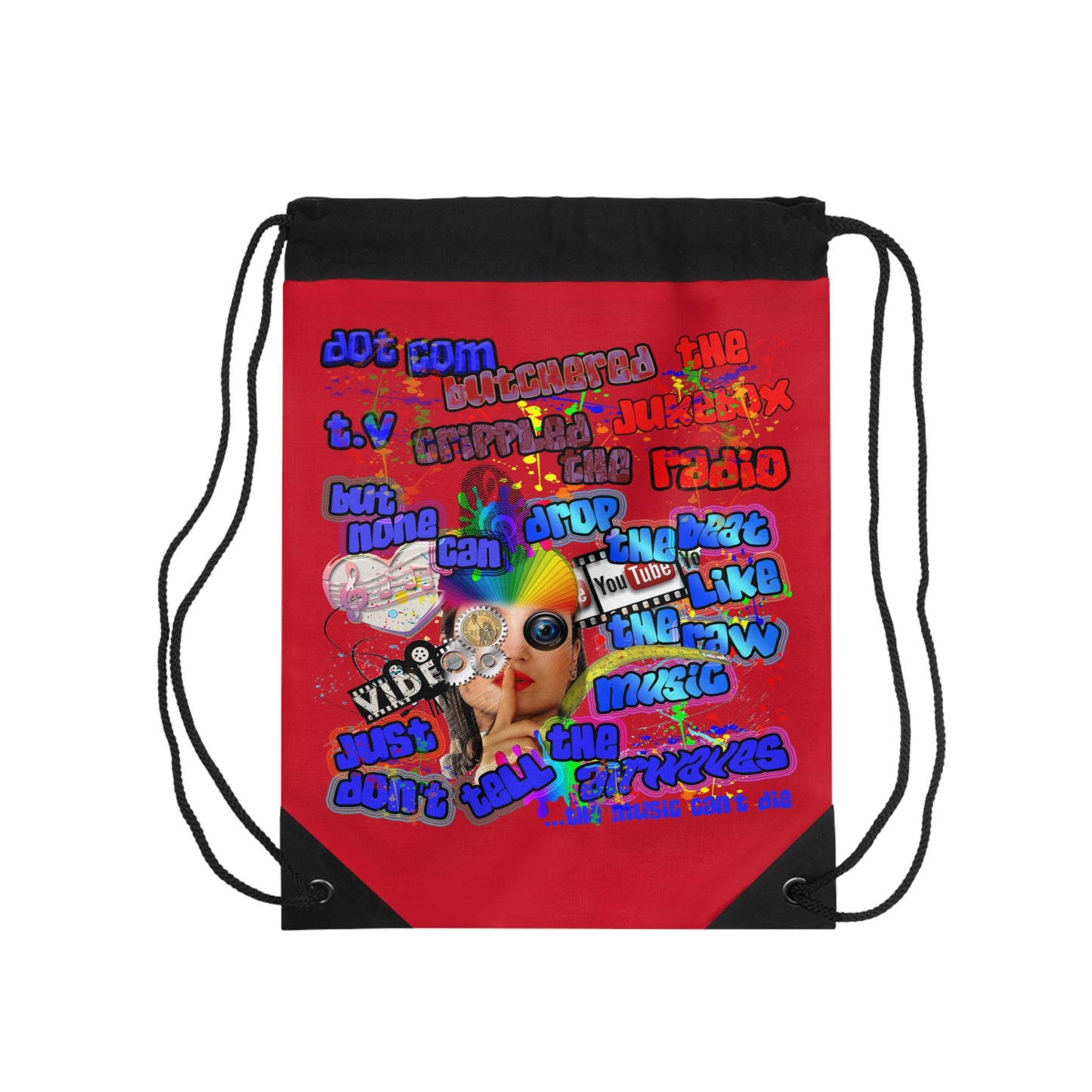 drop the beat - Drawstring Bag (dark red)