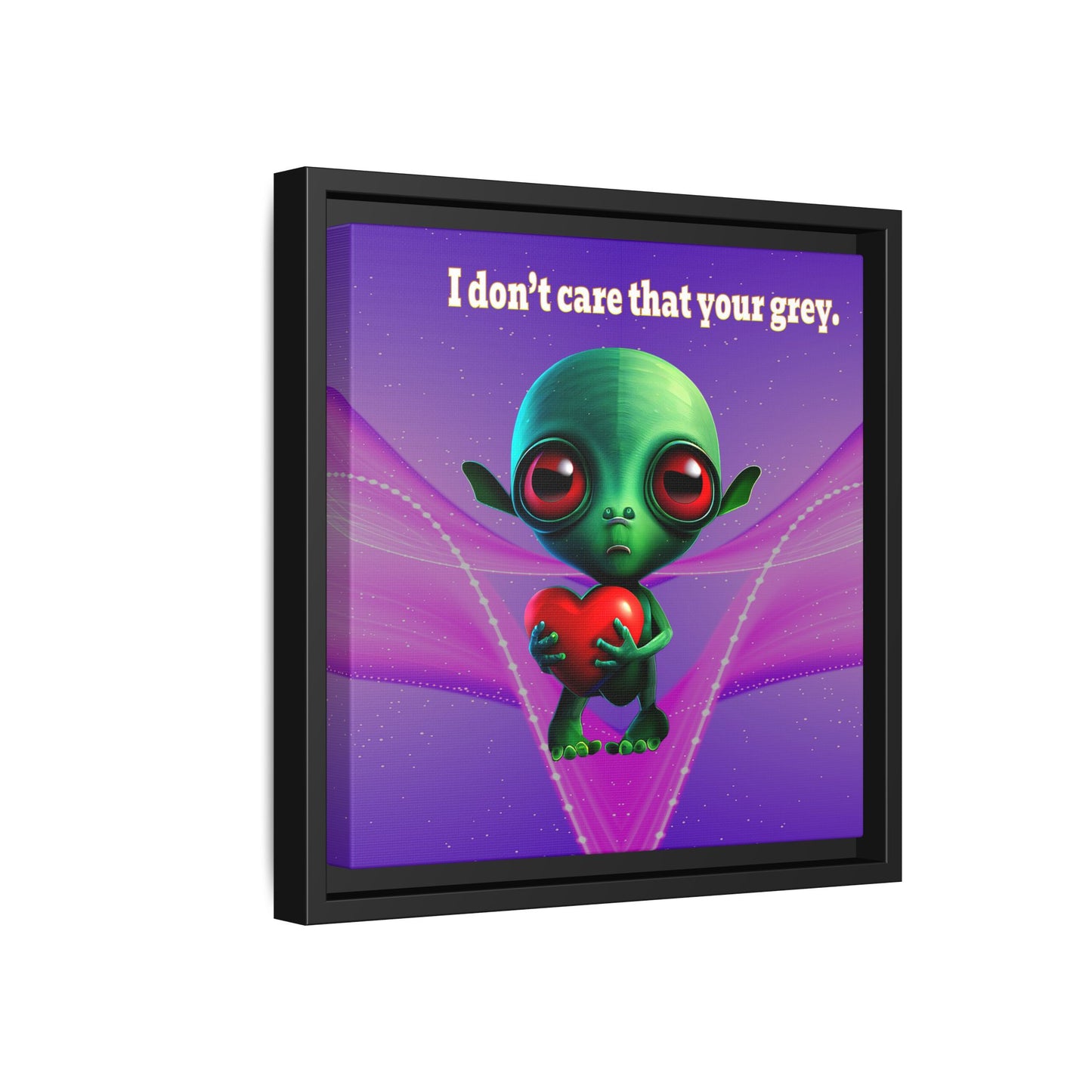 I don't care that your grey - framed canvas art (purple-pink wave)
