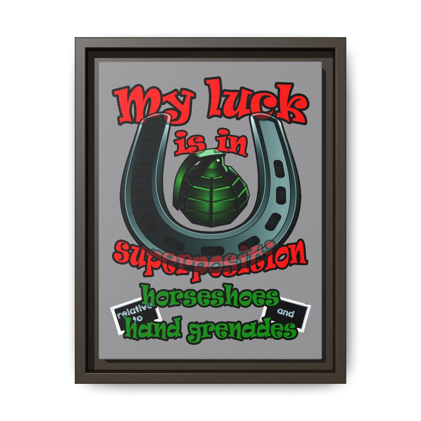 my luck - framed canvas art (grey)