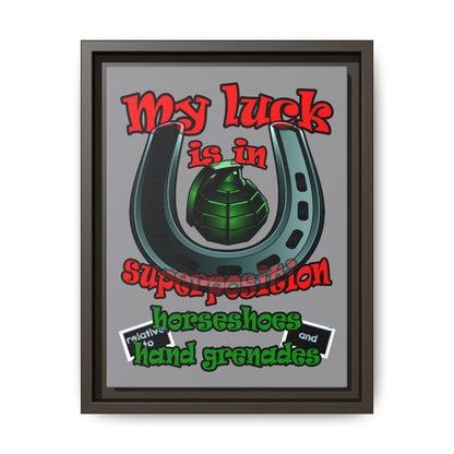 my luck - framed canvas art (grey)