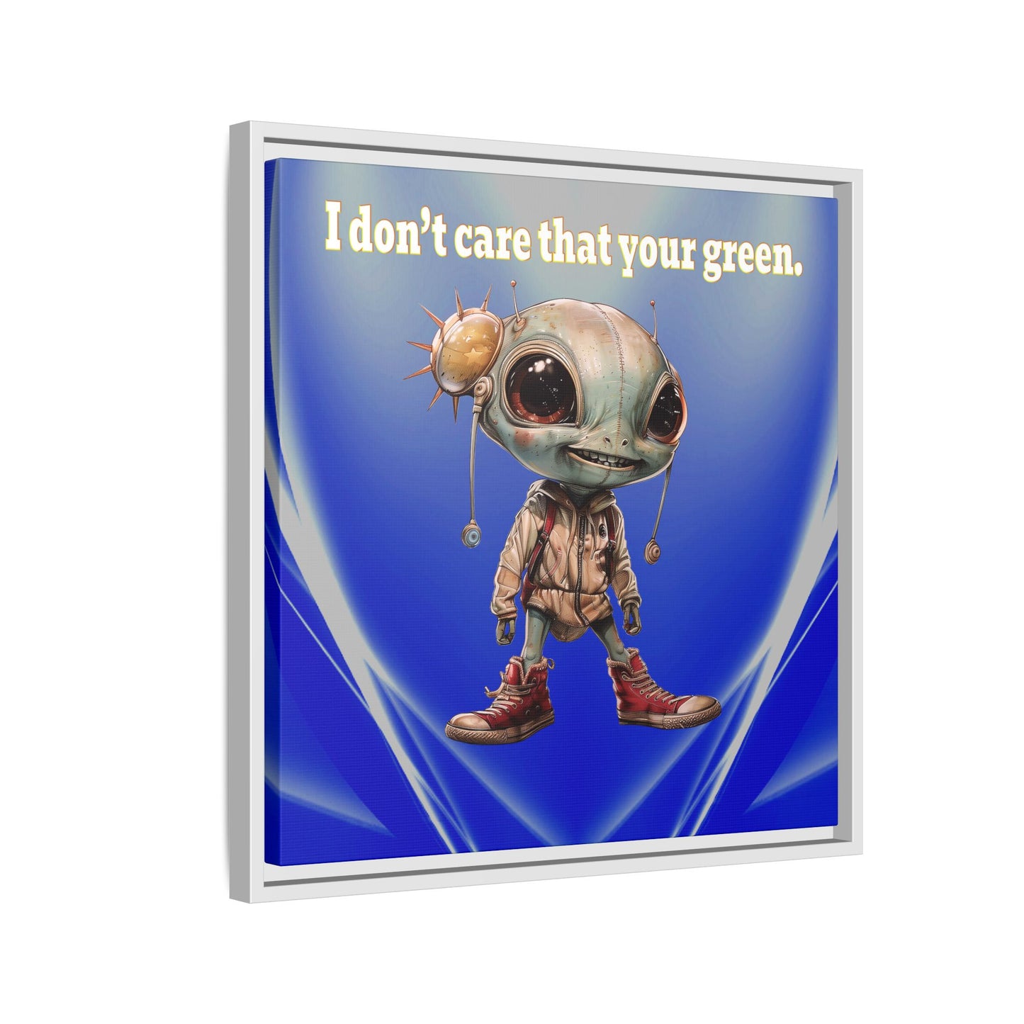 I don't care that your green - framed canvas art (blue-white wave)