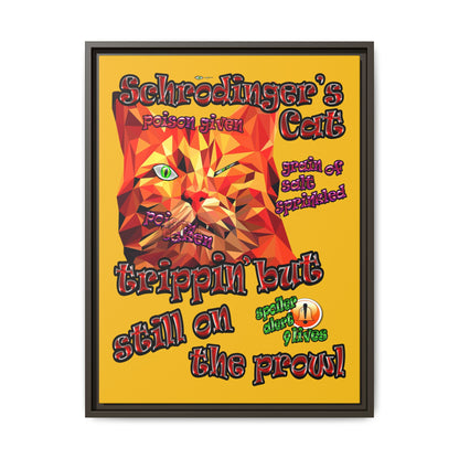 schrodinger's cat - framed canvas art (yellow)