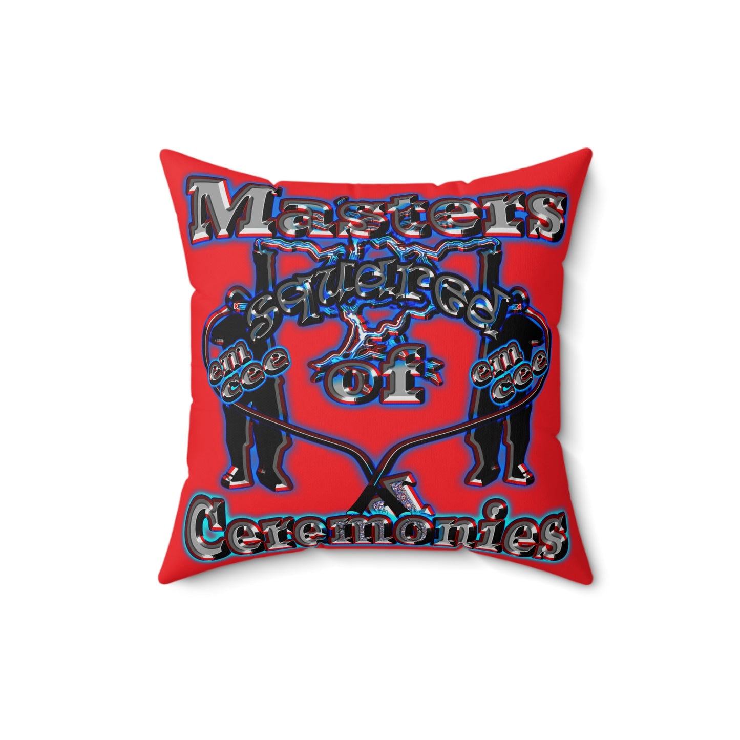 em cee squared - Spun Polyester Square Pillow - (red)
