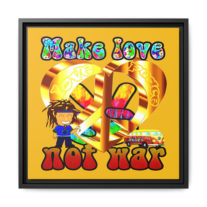 love peace - framed canvas art (yellow)