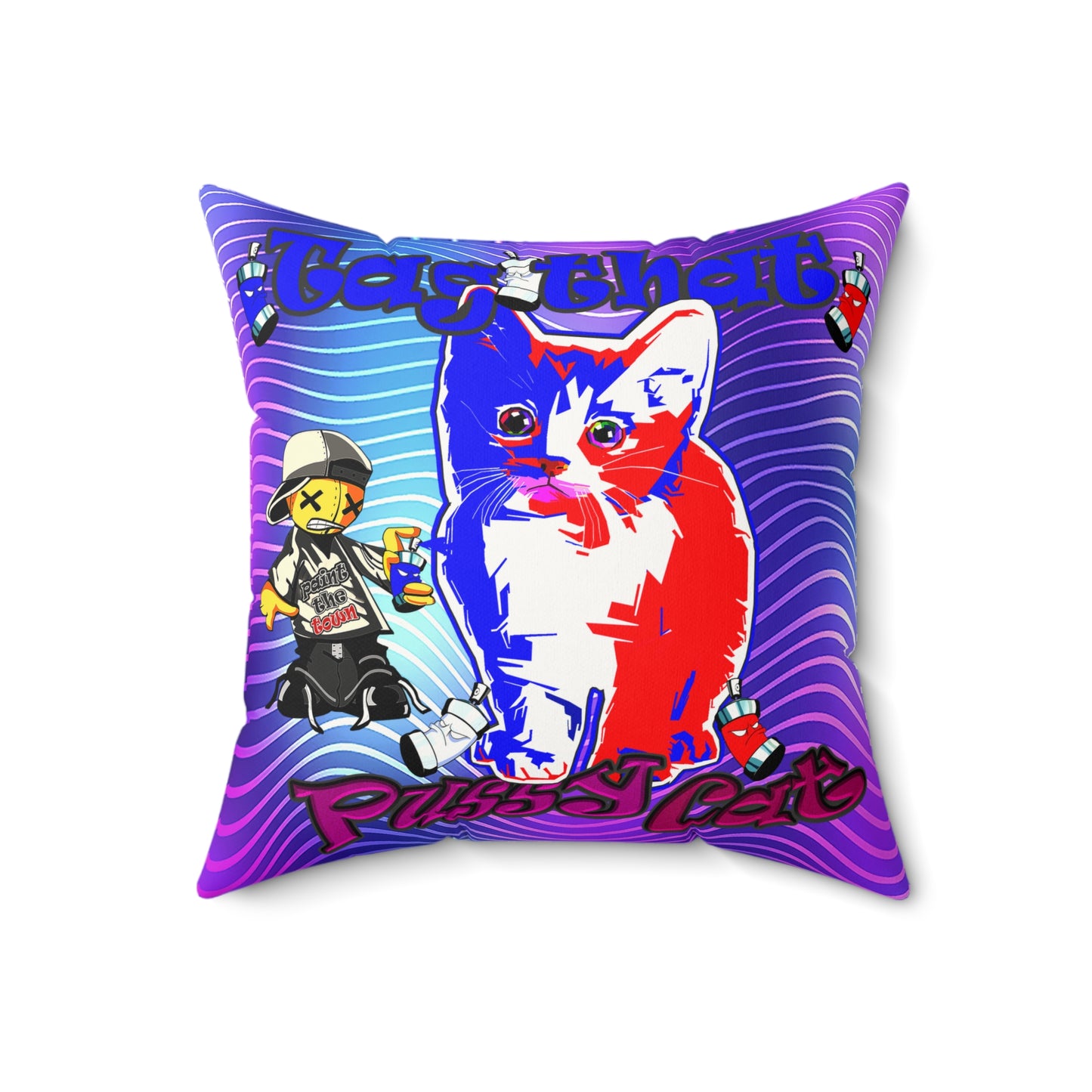 tag that - Faux Suede Square Pillow - (purple wave)