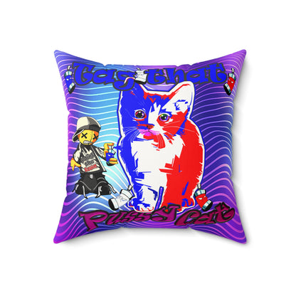 tag that - Faux Suede Square Pillow - (purple wave)